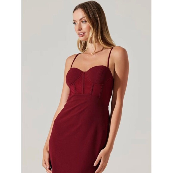Astr Dresses & Skirts - *READ* New ASTR The Label Contrast Mesh Bustier Cocktail Midi Slit Dress Size L
